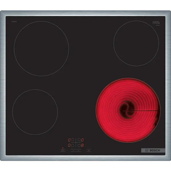 BOSCH Plita electrica, Bosch, PKE645BA2E, 60cm, Cadru din otel inoxidabil, TouchSelect, ReStart, Negru