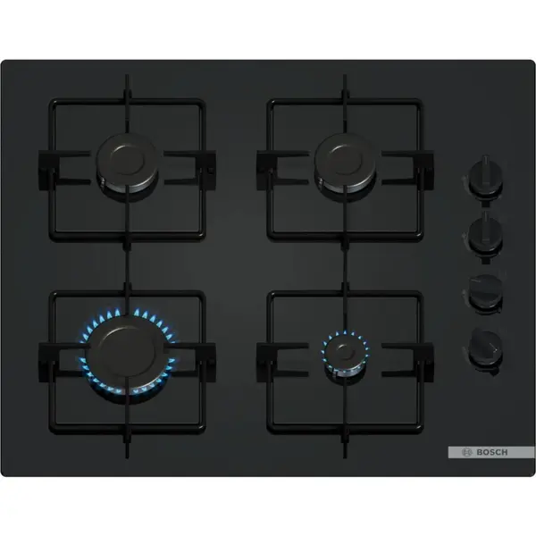 BOSCH Plita incorporabila Bosch POP6B6K30, Gaz, 4 arzatoare, 60 cm, Oprire de siguranta, Negru