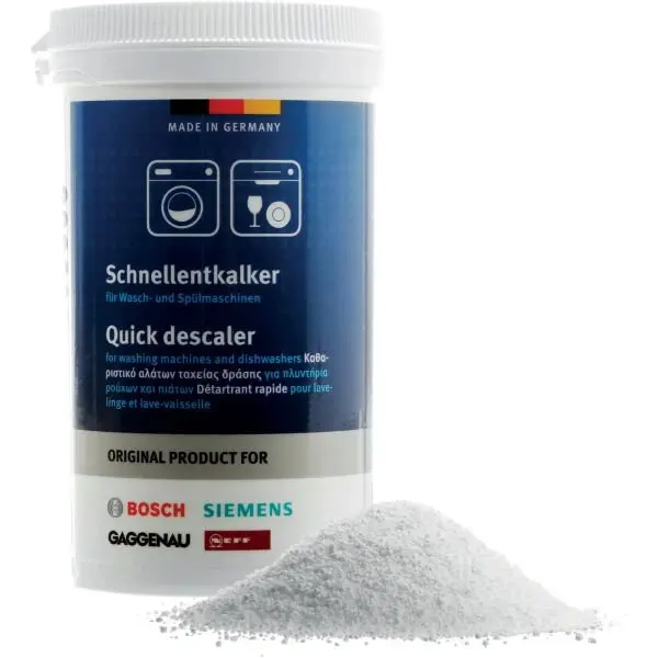 BOSCH Pudra de decalcifiere BOSCH 00312341, pentru masinile de spalat rufe, Indeparteaza eficient depunerilor de calcar, 250g
