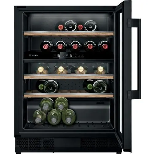 BOSCH Racituri de vinuri incorporabila Bosch KUW21AHG0, 120L, 44 sticle,Clasa G, 82 cm, Sticla Neagra
