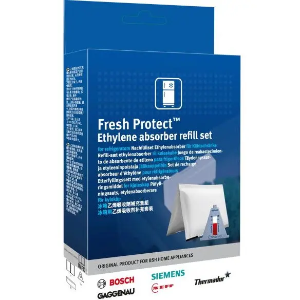 BOSCH Rezerva BOSCH by Bioconservacion FreshProtect Ethylene Absorber Refill Set 17007000, Incetineste coacerea inlaturand etilena din aer, Prelungeste prospetimea fructelor si legumelor,