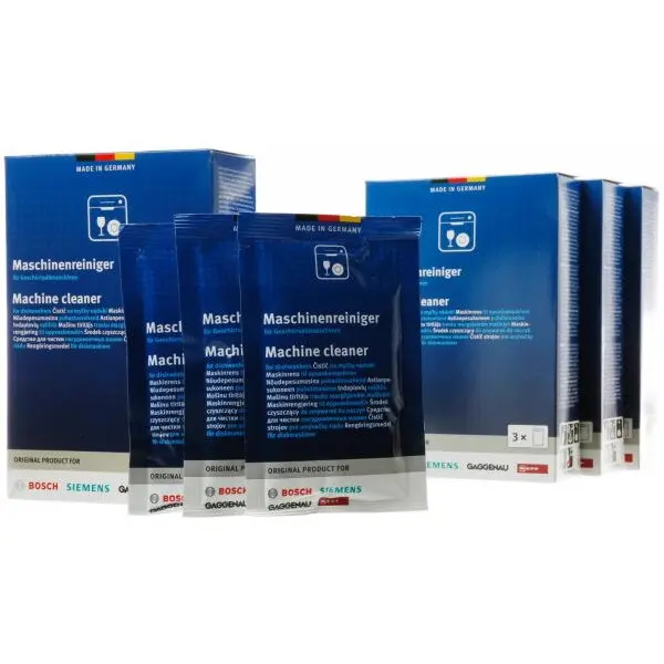 BOSCH Set Bosch by ORO-Produkte 00312259, 4 cutii de 00312195, Pentru masinile de spalat vase, Inlatura eficient grasimea, amidonul si reziduurile de proteina, Curata eficient furtunurile si pompa