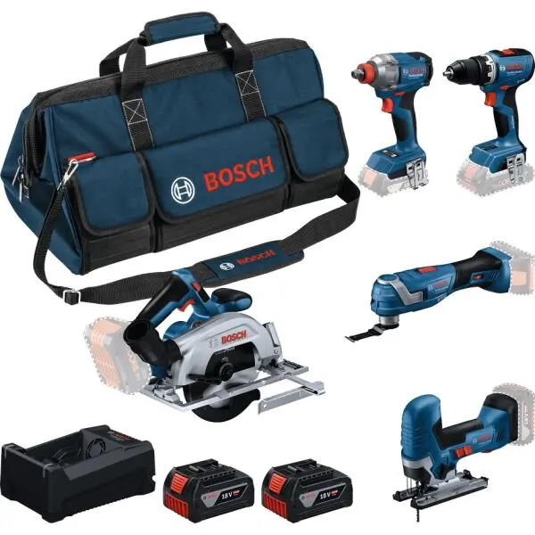 BOSCH Set combi BOCH 0615A500BV, 1x GSR 18V-65, 1x GDX 18V-285, 1x GKS 18V-57-2, 1x GOP 18V-34, 1x GST 18V-125 S, 2x 5.0Ah, 1x GAL 12V-18V-80
