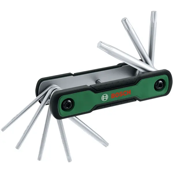 BOSCH Set de chei Torx pliabile 8 in 1, Bosch 1600A039L8, Verde-Negru