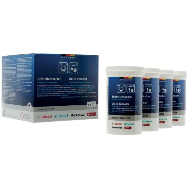 BOSCH Set pudrДѓ de decalcifiere BOSCH 00312527, Pentru maИ™inile de spДѓlat vase И™i rufe, ГЋndepДѓrteazДѓ eficient depunerilor de calcar, 4x 250g, 4 tuburi - 4 aplicДѓri, O datДѓ la 3-6 luni