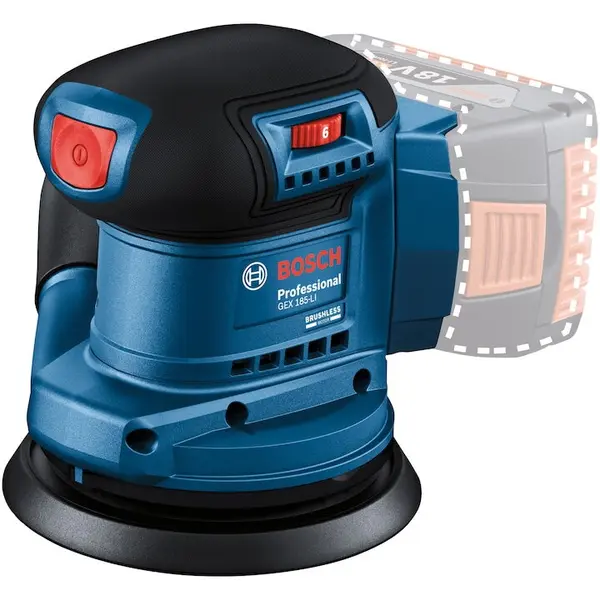 BOSCH Slefuitor excentric pe acumulator Bosch Professional GEX 185-LI, 18 V, 125 mm diametru disc, 10.000 roatii/min, fara acumulator/incarcator 06013A5020