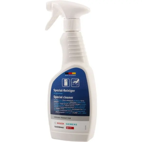 BOSCH Solutie curatare BOSCH 00312488, 500ml, Pentru curatarea intensiva interna si externa a frigiderelor si a congelatoarelor, Formula puternica ce indeparteaza reziduurile si depunerile cu usurinta