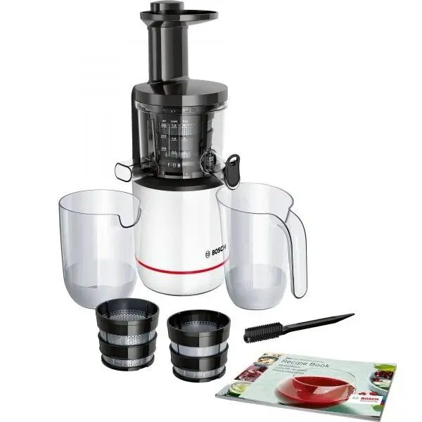BOSCH Storcator de fructe cu melc Bosch MESM500W, 150W, 55 RPM, 2 filtre, Melc din Tritan, Reverse, DripStop, Alb