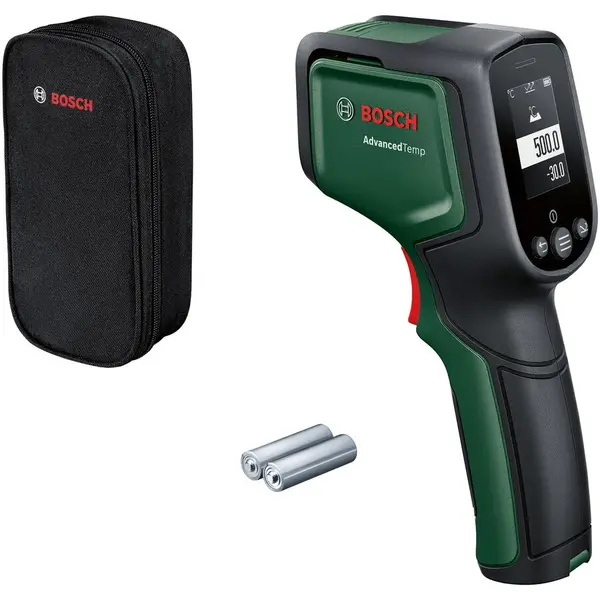 BOSCH Termodetector Bosch AdvancedTemp 06036832Z0, masoara cu usurinta temperatura suprafetelor si incaperilor -30 °C pana la +500 °C, precum si umiditatea aerului, 4 moduri de funtionare