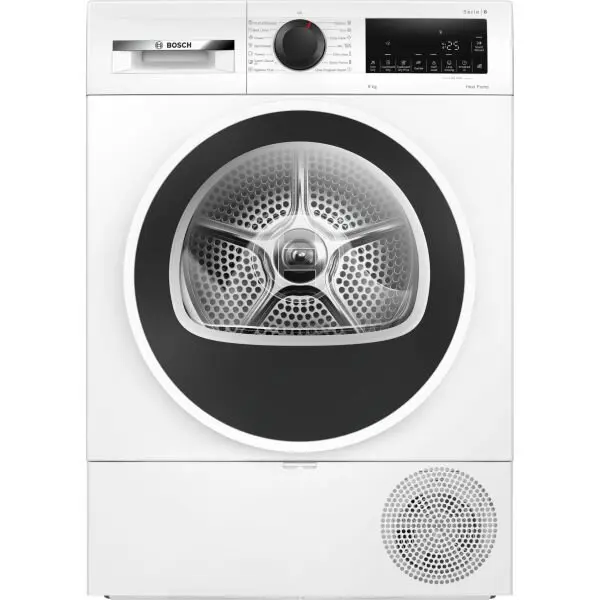 BOSCH Uscator de rufe Bosch WQG243DMBY, Pompa de caldura, 9 Kg, 14 programe, AutoDry, EcoSilence Drive, AntiVibration, Clasa C, Alb