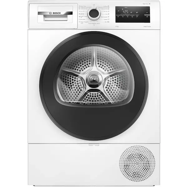 BOSCH Uscator de rufe Bosch WTH83255BY, Pompa de caldura, 8 kg, 15 programe, AutoDry Technology, AntiVibration, Filtru EasyClean, Clasa D, Alb