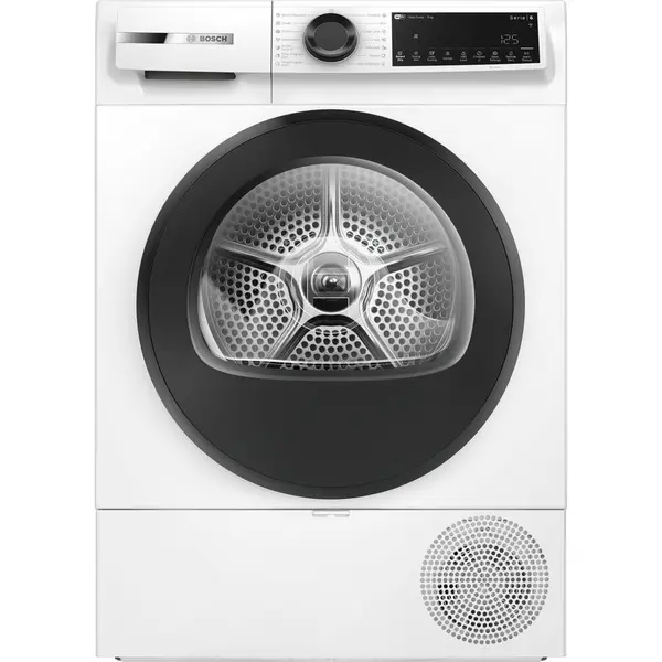 BOSCH Uscator de rufe cu pompa de caldura Bosch WQJ24201BY, 9 Kg, Easy clean filter, Control electronic, display touch inclinat, 9 optiuni, Smart Dry, Home Connect, Clasa D, Alb-Negru