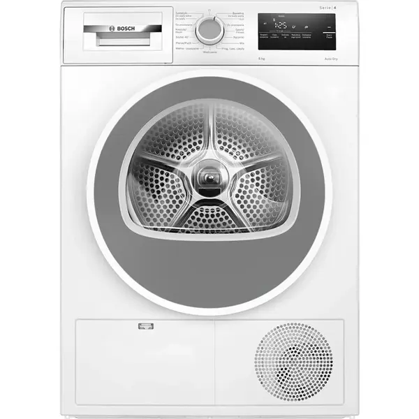BOSCH Uscator de rufe cu pompa de caldura Bosch WTH86277PL, 8kg, clasa E, 15 programe, Alb