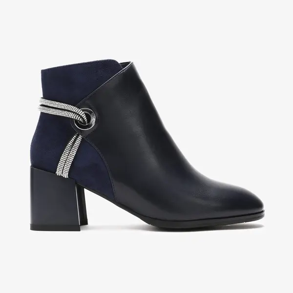 Botine dama din Piele Ecologica+Piele Ecologica Intoarsa CRL0662 Bleumarin
