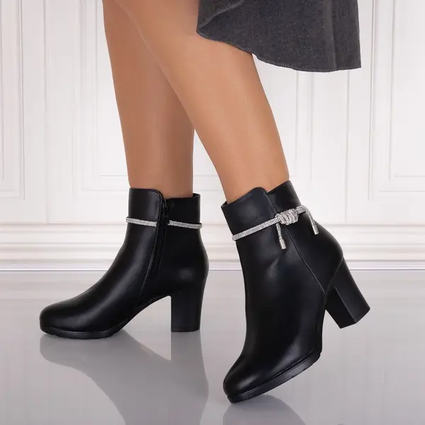 Botine Dama Imblanite Negre din Piele Ecologica Ablona