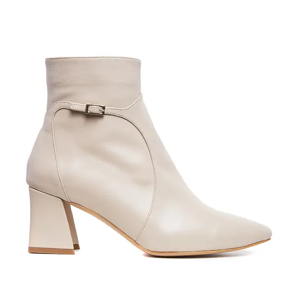 Botine Lucy Piele Naturala, Alb-Unt - 37 / 9.5 cm