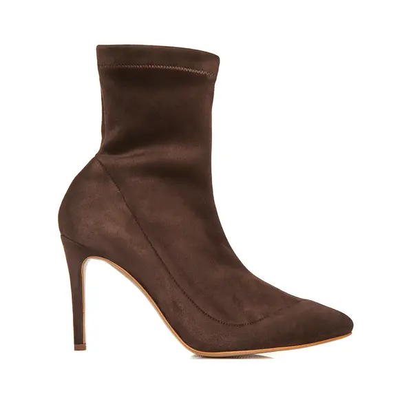 Botine Mia din Piele Intoarsa Elastica, Maro - 41 / 11 cm
