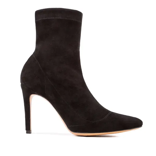 Botine Mia din Piele Intoarsa Elastica, Negre - 38 / 11 cm
