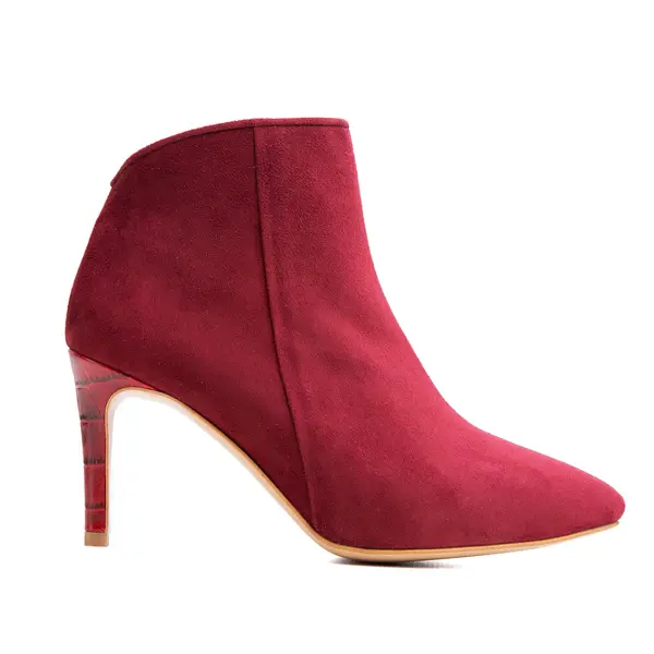 Botine Sara Piele Intoarsa, Bordeaux - 41 / 8 cm