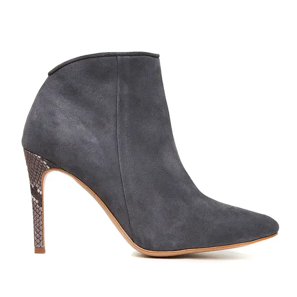 Botine Sara Piele Intoarsa, Gri - 35 / 11 cm