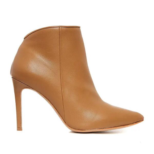 Botine Sara Piele Naturala, Caramel - 35 / 11 cm