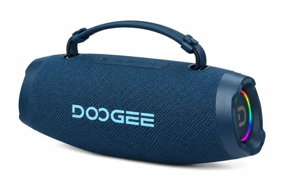 Boxa Portabila Bluetooth DOOGEE Wild Boom, Albastru, 100W Peak (80W RMS), Bluetooth 5.3, IP55, RGB, TWS Stereo, USB, TF Card, AUX, 6000mAh, Curea Umar
