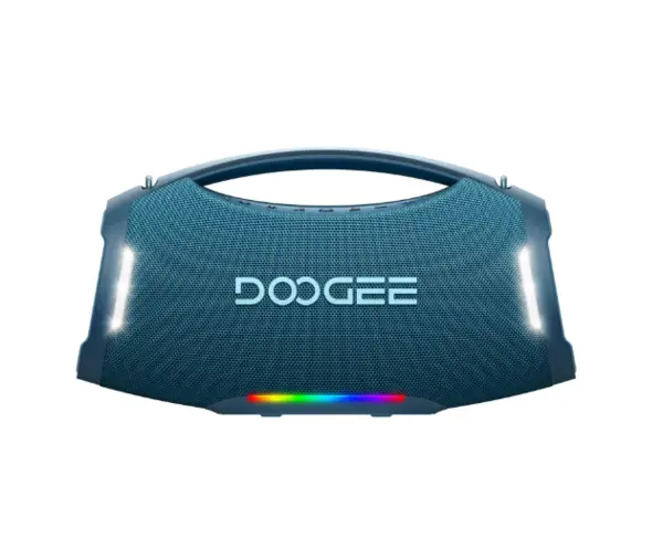 Boxa Portabila Bluetooth DOOGEE Wild Boom Pro, Albastru, 250W Peak (220W RMS), Bluetooth 5.3, IP55, RGB, TWS Stereo, USB, TF Card, AUX, 12000mAh, Curea Umar
