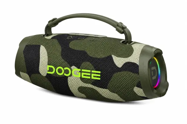 Boxa Portabila Bluetooth DOOGEE Wild Boom, Verde, 100W Peak (80W RMS), Bluetooth 5.3, IP55, RGB, TWS Stereo, USB, TF Card, AUX, 6000mAh, Curea Umar