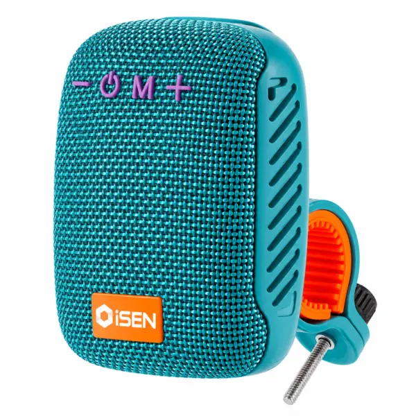 Boxa Portabila Bluetooth iSEN 392, Albastru Deschis, Montare Rapida pe Ghidon Bicicleta sau Trotineta Electrica, 5W, TWS, Bluetooth 5.3, IPX5, Sunet Stereo 360 , Suport Inclus