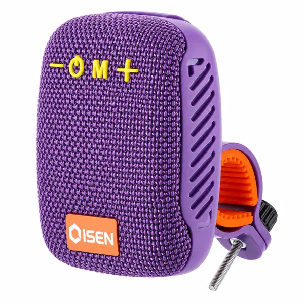 Boxa Portabila Bluetooth iSEN 392, Mov, Montare Rapida pe Ghidon Bicicleta sau Trotineta Electrica, 5W, TWS, Bluetooth 5.3, IPX5, Sunet Stereo 360 , Suport Inclus