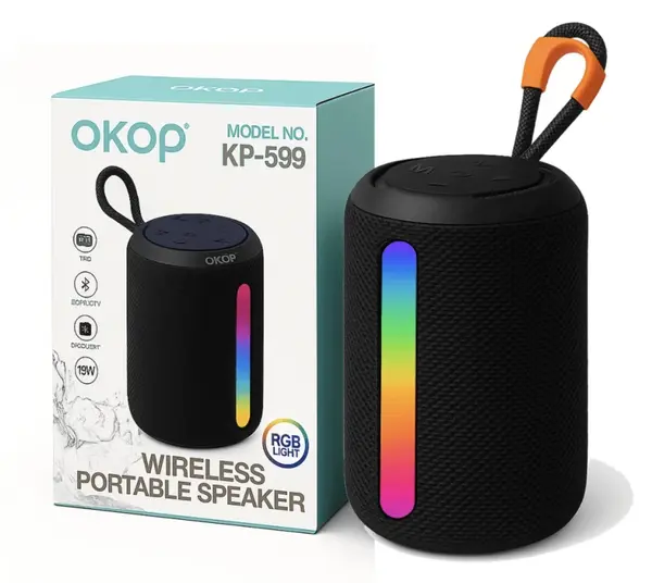 Boxa portabila bluetooth KP 599 lumini LED RGB USB Card TF AUX Acumulator reincarcabil COLORATA