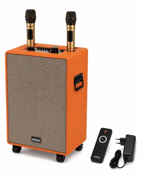 Boxa portabila Karaoke Andowl 12 MAX cu 2 microfoane Wireless bluetooth telecomanda