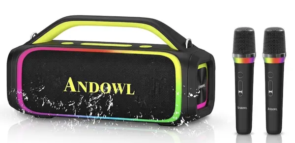 Boxa wireless Bluetooth cu 2 microfoane si iluminare RGB Andowl Q YX64