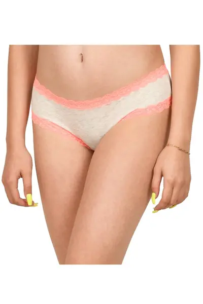 Boxeri bumbac cu terminatii din dantela, Lemila (Culoare: Roz, Marime chilot: XL)