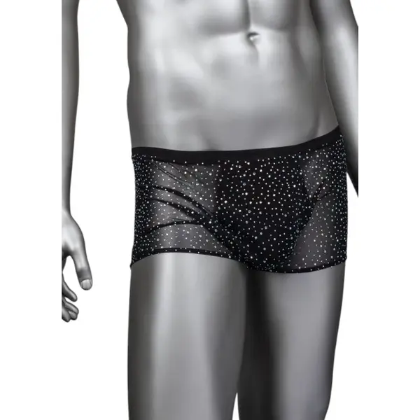 Boxeri sexy CALEXOTICS Radiance Boxer Briefs, lenjerie erotică pentru bărbați, din plasă cu strasuri, negru, mărime universală (50-3)