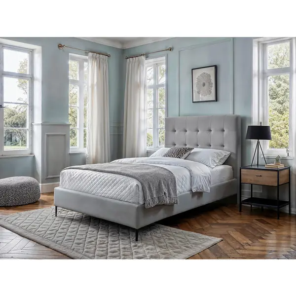 Boxspring, 120/200 cm, gri deschis