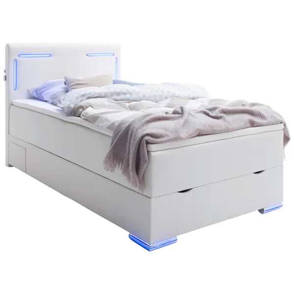 Boxspring, 140/200 cm, alb