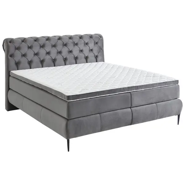 Boxspring, 160/200 cm, gri închis