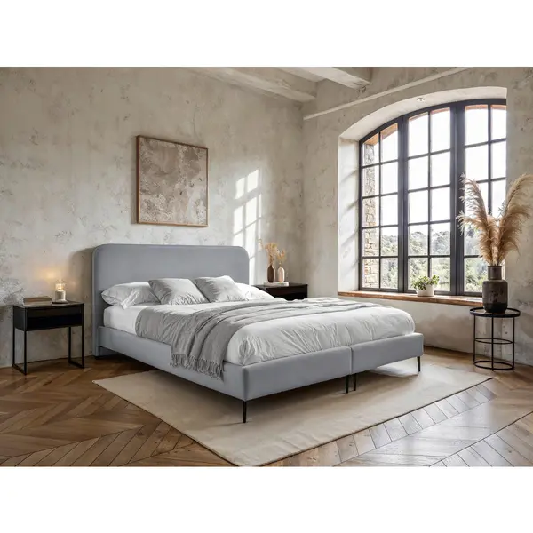 Boxspring, 180/200 cm, gri deschis
