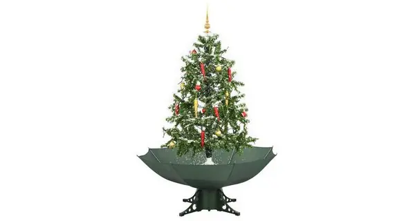Brad de Craciun cu ninsoare si baza umbrela, verde, 140 cm