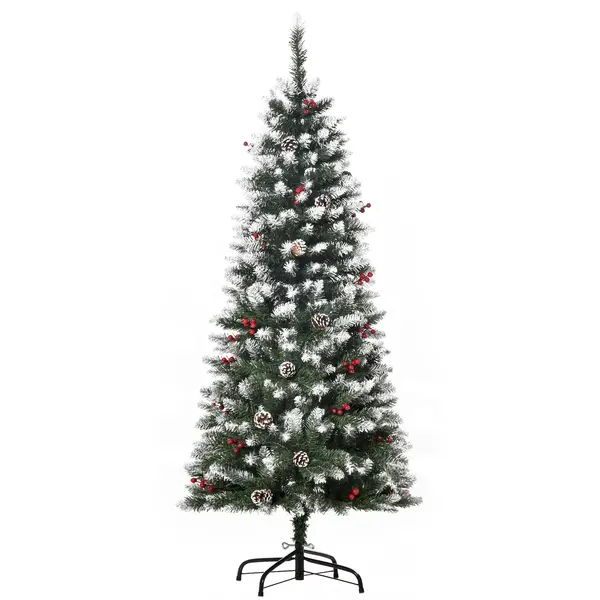 Brad de Craciun Inzapezit, brad Artificial, Φ53x150cm decoratiune de Craciun, brad cu zapada, brad alb HOMCOM | Aosom Romania