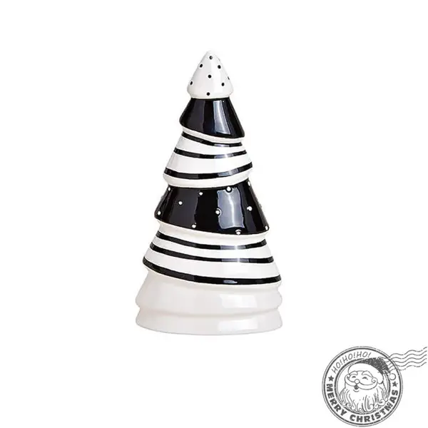 Brad decorativ ceramic alb negru 16 cm