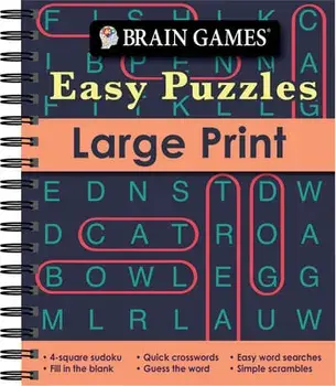 Brain Games - Easy Puzzles - Large Print, Spiral/***