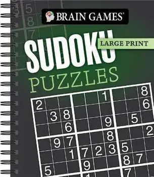 Brain Games - Large Print: Sudoku Puzzles (Dark Gray), Spiral/***