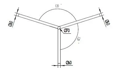 Brat Triplu Curbat 120° 1m