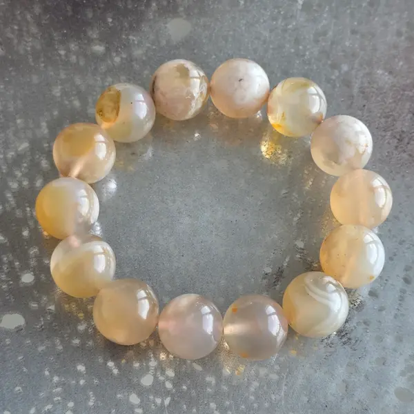 Bratara agat coral floare 13-14 mm