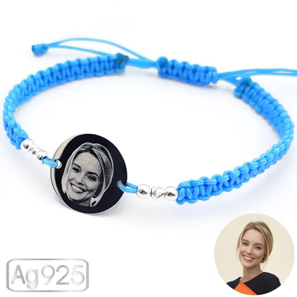 Bratara banut argint gravat cu poza (16 mm)