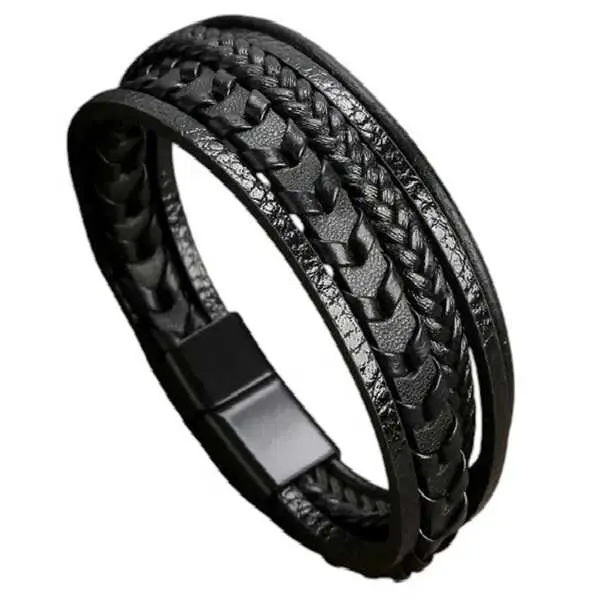 Brățară bărbătească din piele neagra