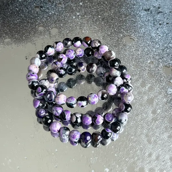 Bratara copii agat mov-negru 6 mm