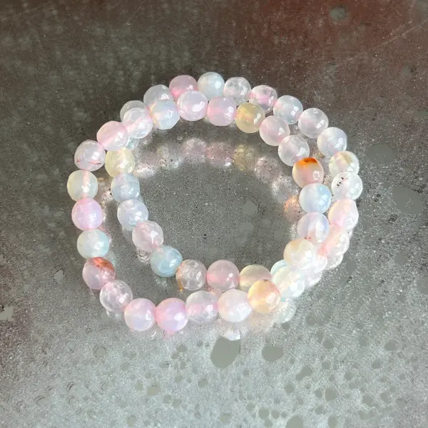 Bratara copii fatetata jad pastel 6 mm